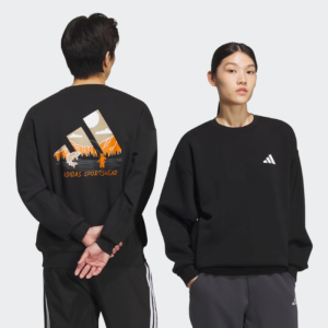아디다스 남성 블랙 기모 맨투맨 티셔츠 KF5192