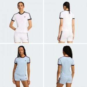아디다스 오리지널스 삼선 여성 슬림핏 반팔 티셔츠 데일리 캐주얼 KD3684 KD3683