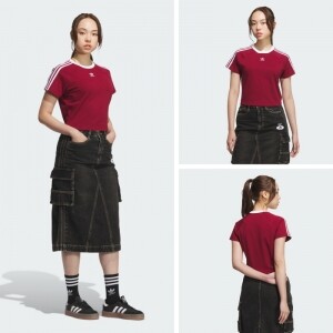 아디다스 오리지널 칼리 삼선 스트라이프 반팔 티 KF0314