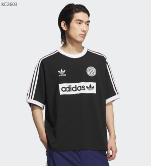 아디다스 오리지널 트레포일 삼선 커플화 반팔 티셔츠 블랙 KC2603