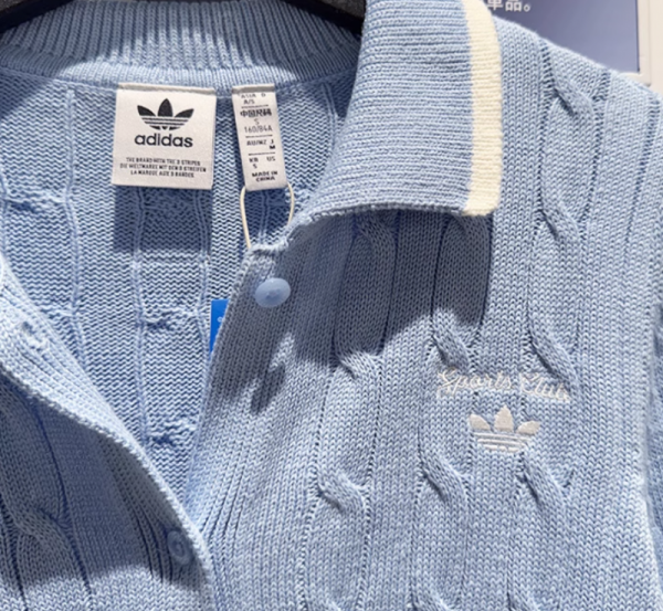 오픈마켓 우리들쇼핑,아디다스 꽈배기 카라 우먼스 니트 가디건 스카이 블루 JM8018