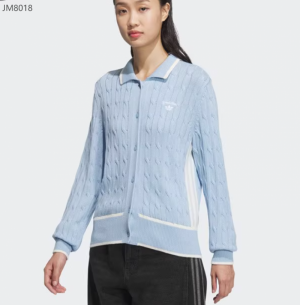 아디다스 꽈배기 카라 우먼스 니트 가디건 스카이 블루 JM8018