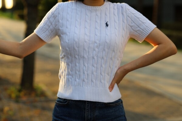 오픈마켓 우리들쇼핑,폴로 랄프로렌 여성반팔 피마코튼 케이블 라운드넥 꽈배기 니트 반팔