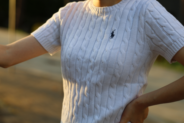 오픈마켓 우리들쇼핑,폴로 랄프로렌 여성반팔 피마코튼 케이블 라운드넥 꽈배기 니트 반팔