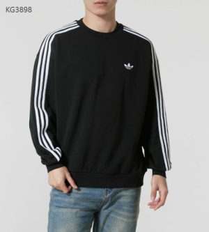 아디다스 3S 삼선 스웻셔츠 커플화 맨투맨 블랙 KG3898