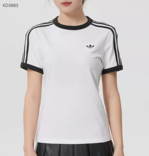 아디다스 3S 스트라이프 슬림 우먼스 티셔츠 KD3683 화이트