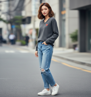 꼼데가르송 브이넥니트