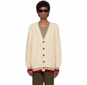 아미 스트라이프 브이넥 가디건