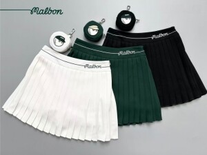 말본 여성 골프 슬릿 A라인 플리츠  스커트